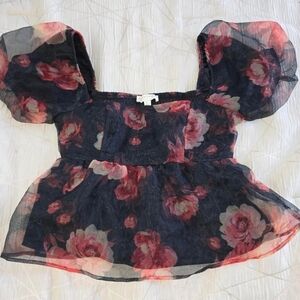Thirty / Thirty Los Angeles floral puff sleeve top, size Large
